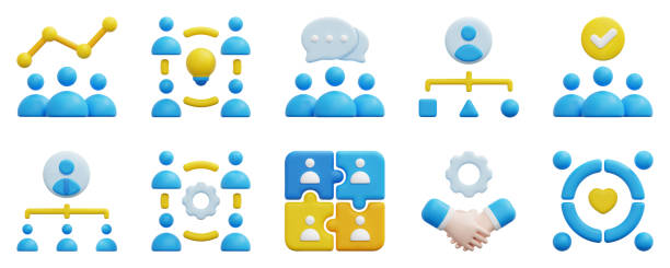 Teamwork 3d vector icon set. Analytic, brainstorm, chat, coordination, group, structure, support, team, teamwork, unity. Isolated on white background. 3d icon vector render illustration. Teamwork 3d vector icon set. Analytic, brainstorm, chat, coordination, group, structure, support, team, teamwork, unity. Isolated on white background. 3d icon vector render illustration. rational unified process stock illustrations