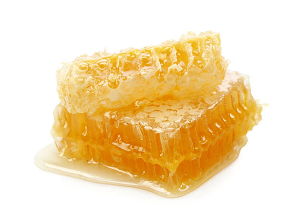 istock A yellow honeycomb section against a white background 155261838