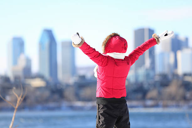 istock Happy winter woman in city 155262086