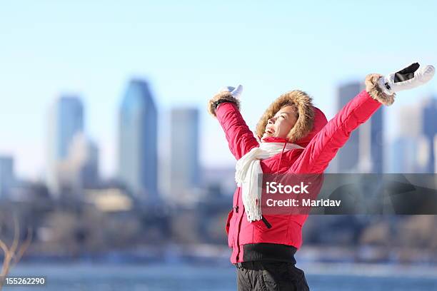 City Winter Woman Happy Stock Photo - Download Image Now - Canada, People, Happiness