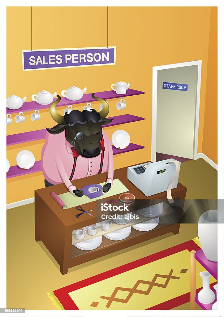 A -Z 動物、ブル販売担当者 - Bull In A China Shop 英語の慣用句のロイヤリティフリーベクトルアート