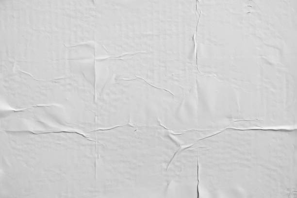 white wheat paste poster style texture background - paper folded crumpled textured imagens e fotografias de stock