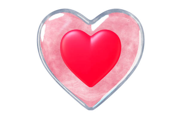 3D render of red heart with red sphere isolated on white background, valentines day concept