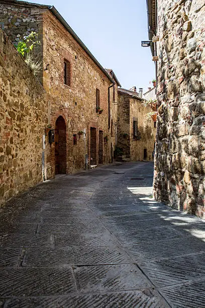 Ancient alley in Montisi, Tuscany, Italy