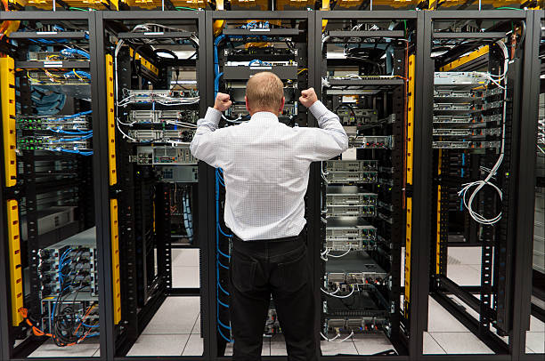 Trouble in data center stock photo