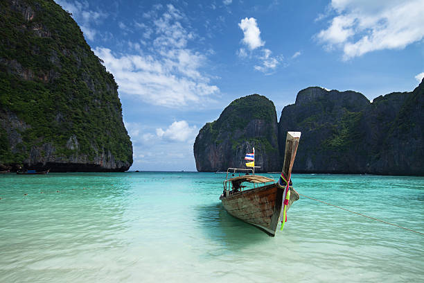 istock Long tail boat in Maya bay, Thailand 155264729