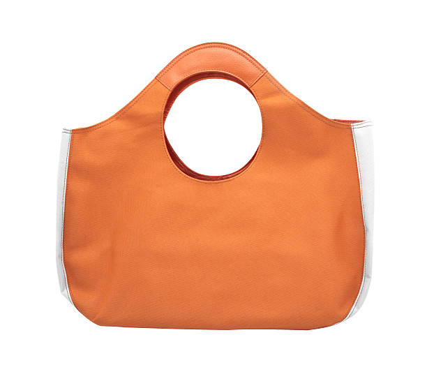 ビーチバッグ - shopping bag orange bag handle ストックフォトと画像