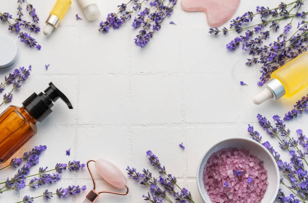 istock Lavender spa. Lavender salt, natural essential oil and fresh lavender 1552652406