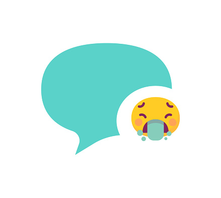 Vector illustration of a cute and colorful emoticon as a reaction on a speech bubble or online chat bubble. Cut out design elements on a transparent background on the vector file.