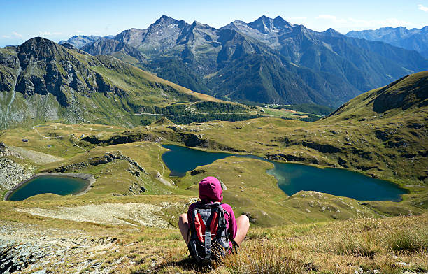istock Girl admiring mountain lakes 155268269