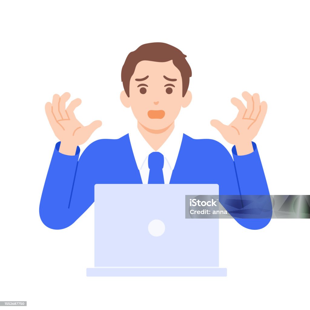 Get Over A Problem Businessman In A Panic Over A Problem Vector Illustration Stock ...