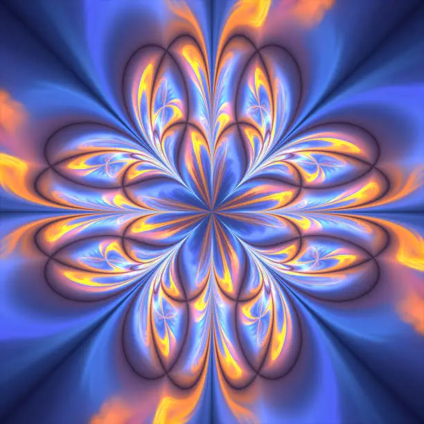 Photo of Abstract fractal art background, like a flower. Spiritual enlightenment concept.