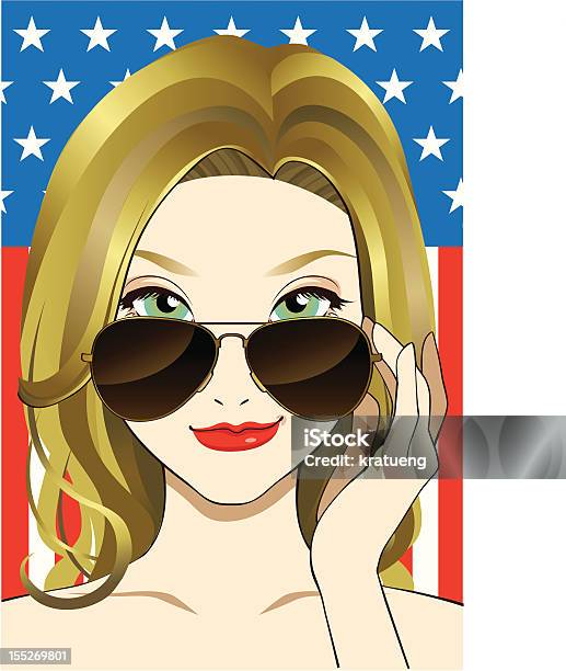 Americans Girl Wear Sunglasses Stock Illustration - Download Image Now - Adult, Adults Only, American Culture