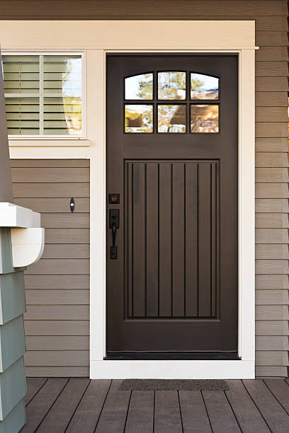 Black Wooden Front Door Of An Upscale Home Stock Photo - Download Image Now - Front Door, Black Color, Glass - Material - iStock Black Wooden Front Door Of An Upscale Home Stock Photo - Download Image Now - Front Door, Black Color, Glass - Material - Istock