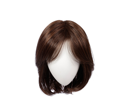 Hairstyle black brown hair wig with isolated white background