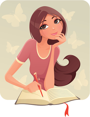 Illustration of a Girl that is keep a Diary.