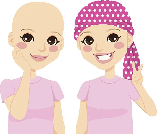 Vector illustration of Young Girl With Cancer