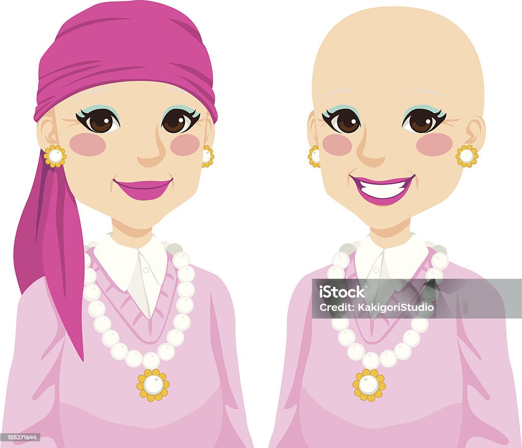 Senior mujer con cáncer - arte vectorial de Pañuelo de cabeza libre de derechos