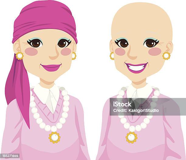 Ilustración de Senior Mujer Con Cáncer y más Vectores Libres de Derechos de Pañuelo de cabeza - Pañuelo de cabeza, Cáncer - Tumor, Fémina