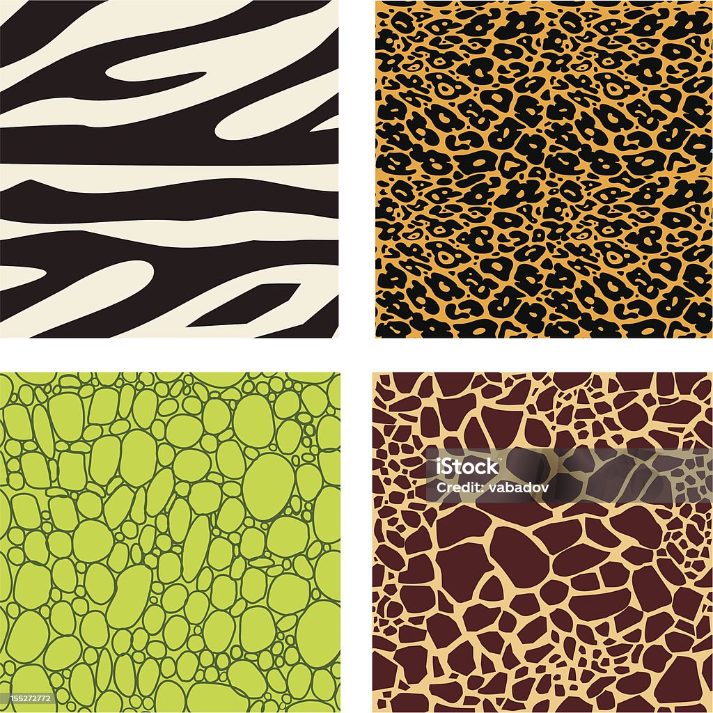 Set di 4 pattern di pelle animale - arte vettoriale royalty-free di Africa