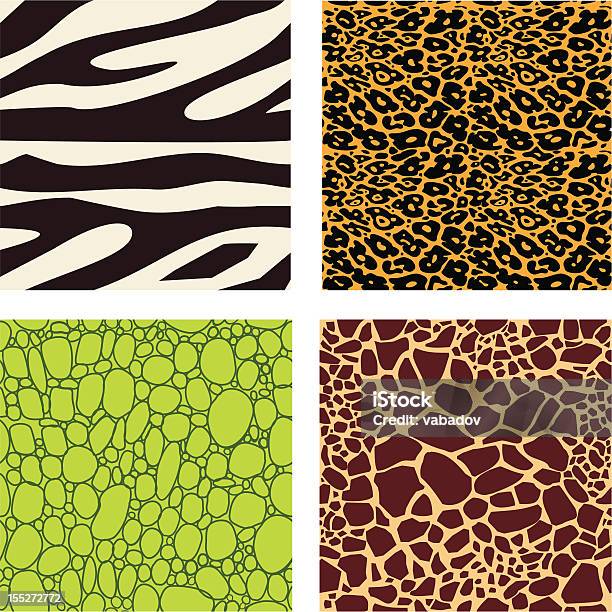 Set Di 4 Pattern Di Pelle Animale - Immagini vettoriali stock e altre immagini di Africa - Africa, Animale, Lucertola