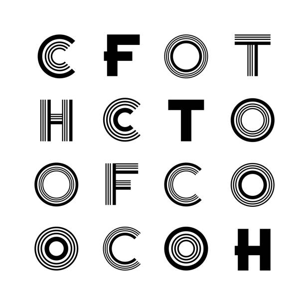 illustrazioni stock, clip art, cartoni animati e icone di tendenza di lettere c o t f h per il logo del monogramma. set di elementi di progettazione. - letter h letter a letter t letter e