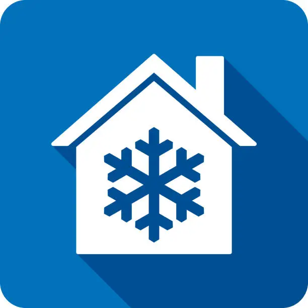 Vector illustration of House Snowflake Icon Silhouette 5
