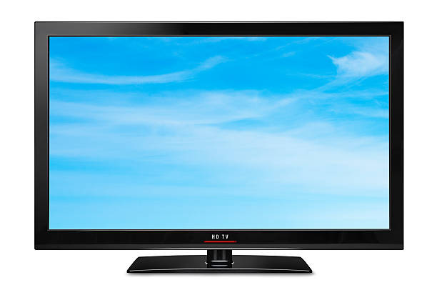 Modern slim LCD HDTV stock photo