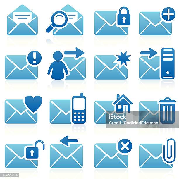 Emailsymbole Stock Vektor Art und mehr Bilder von Menschen - Menschen, Aufschließen, Blau