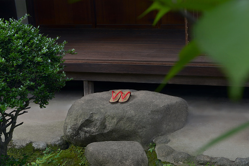 Japanese Styled Sandals in Front of Engawa