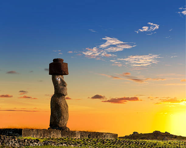 Moai at Hanga Kioe on Easter Island, Chile.