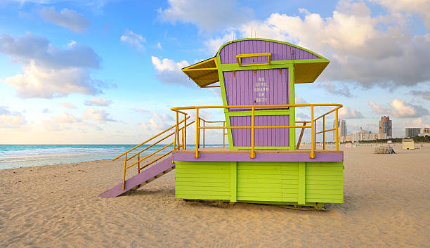 istock lifeguard hut on Miami Beach at sunrise 155276943