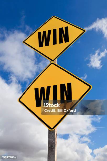 Win Road Sign Stock Photo - Download Image Now - Symmetry, Success, Winning