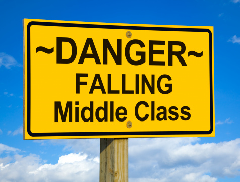 Danger, Falling Middle Class Road Sign