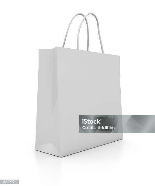 Illustration Of A Plain White Shopping Bag Stock Photo - Download Image Now - Shopping Bag, Bag, White Color