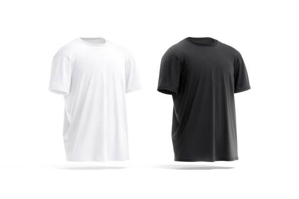istock Blank black and white oversize t-shirt mockup, side view 1552771926