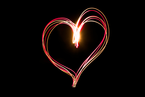 free hand heart shape made with handheld LED light.