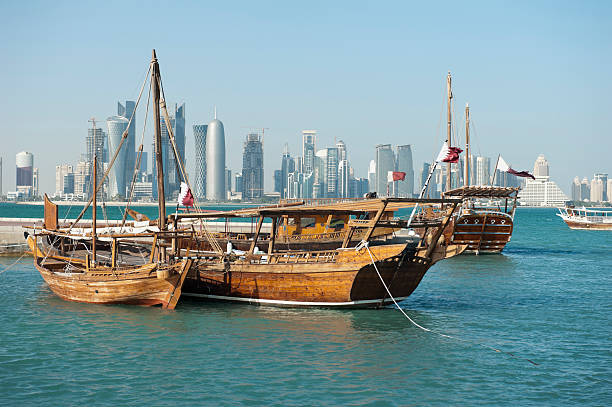 istock Dhows in the harbor of Doha, Qatar on clear day 155277459