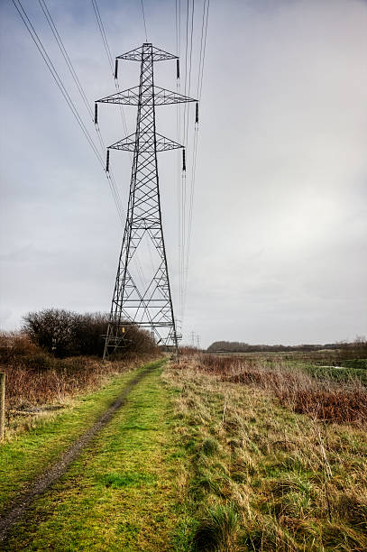 istock Electricity pylons across Welsh moorland 155277533