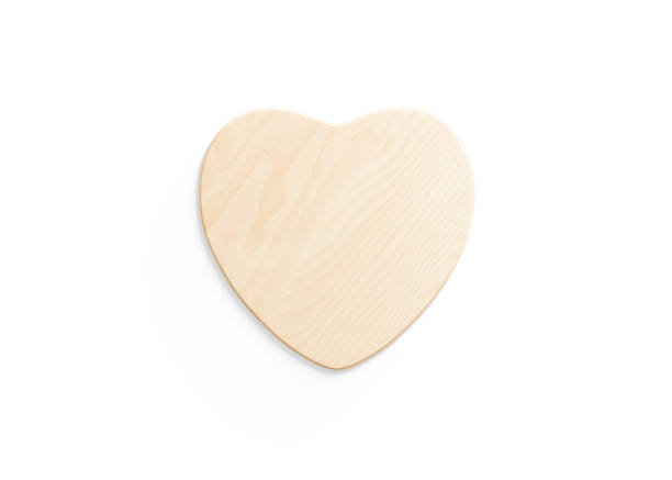 istock Blank heart wood plate mockup, top view 1552776725