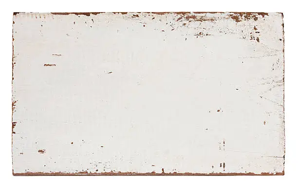 Old piece of white weathered wood, isolated on white, clipping path included.