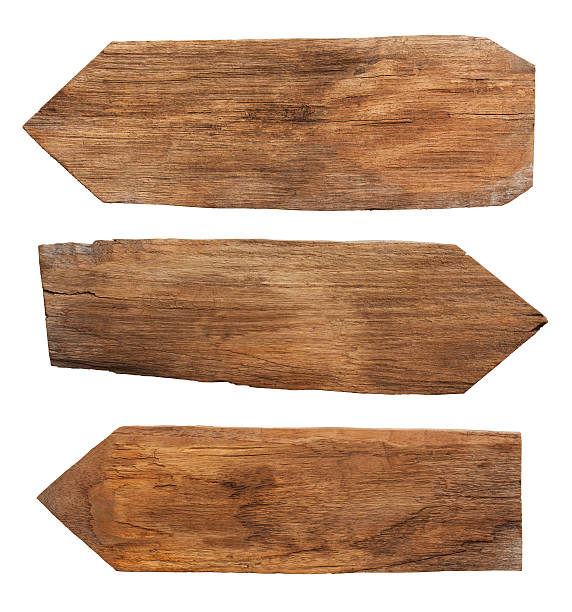tres viejo cartel de madera antigua de planchar. - driftwood wood isolated old fotografías e imágenes de stock