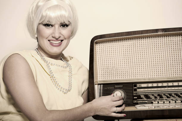 istock Retro woman with radio 155278722