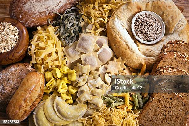 Pasta And Bread Stock Photo - Download Image Now - Carbohydrate - Food Type, Bread, Pasta