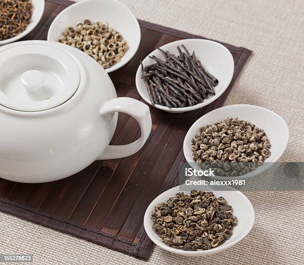 Vários Tipos De Chá No Bule De Chá - Fotografias de stock e mais imagens de Alimentação Saudável - Alimentação Saudável, Amontoar, Antioxidante