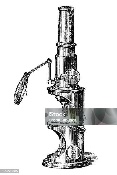 Antique Microscopes And Optical Instruments Stock Illustration - Download Image Now - Microscope, Antique, Black And White