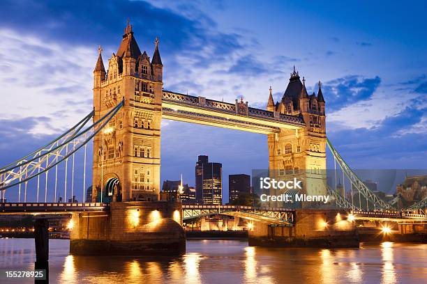 London Uk Tower Bridge At River Thames Sunset Twilight Scene Stock Photo - Download Image Now