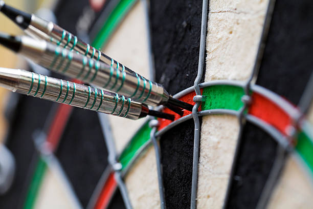 Top Score in Darts - 180 Points Three darts in the Triple 20 - 180 points! darts photos stock pictures, royalty-free photos & images
