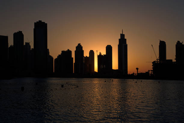 istock Dubai Business Towers at sunset 155279450