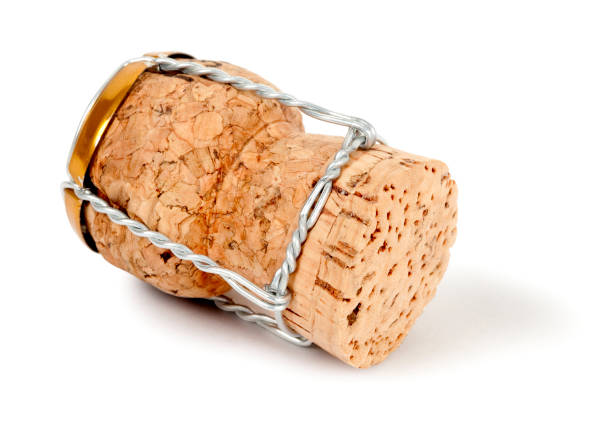 istock Closeup of a bottle cork with wire on a white background 155279485